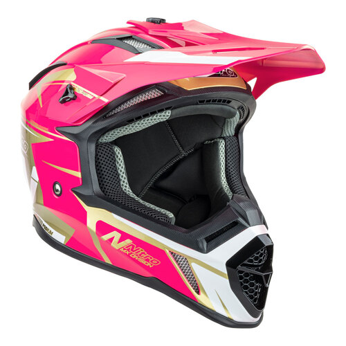 Nitro MX760 Pink/White/Gold Helmet [Size:XS]