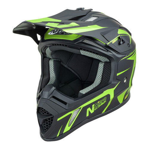 Nitro MX760 Satin Black/Fluro Green Helmet [Size:XS]