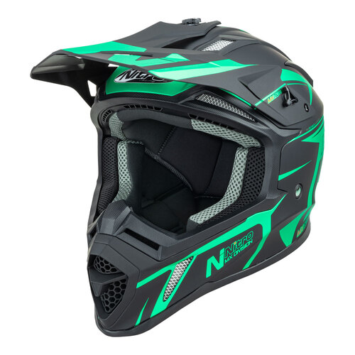 Nitro MX760 Satin Black/Teal Helmet [Size:XS]