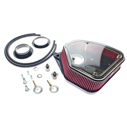 Alloy Art AA-1.8M8BP 1.8" Polycarbonate Boom Box Air Cleaner Kit Black for Milwaukee-Eight 17-Up
