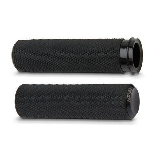 Arlen Ness AN-07-327 Knurled Fusion Handgrips Black for H-D 08-Up w/Throttle-by-Wire