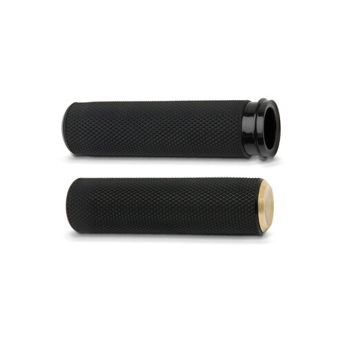 Arlen Ness AN-07-334 Knurled Fusion Handgrips Brass for Harley-Davidson 08-Up w/Throttle-By-Wire