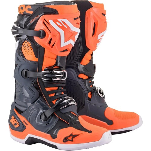 Alpinestars 2021 Tech 10 Cool Grey/Fluro Orange/Black Boots [Size:10]