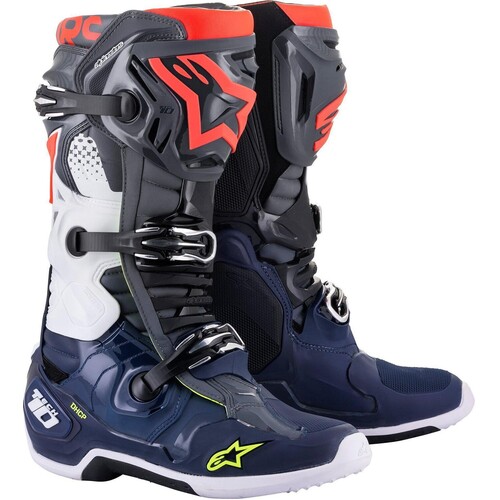 Alpinestars 2023 Tech 10 Dark Grey/Dark Blue/White Boots [Size:8]