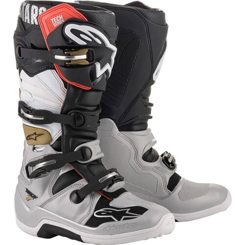 Alpinestars 2023 Tech 7 Black/Silver/White/Gold Boots [Size:8]