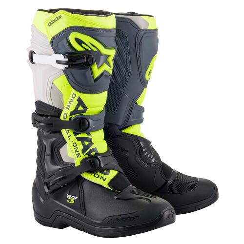 Alpinestars 2023 Tech 3 Black/Grey/Fluro Yellow Boots [Size:6]