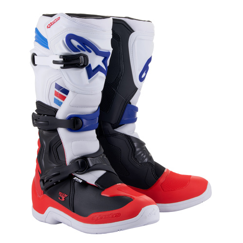 Alpinestars 2023 Tech 3 White/Bright Red/Dark Blue Boots [Size:7]