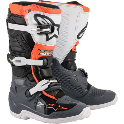 Alpinestars 2023 Tech 7S Black/Grey/White/Fluro Orange Youth Boots [Size:5]