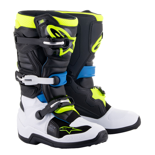 Alpinestars 2023 Tech 7S Black/Enamel Blue/Fluro Yellow Youth Boots [Size:2]