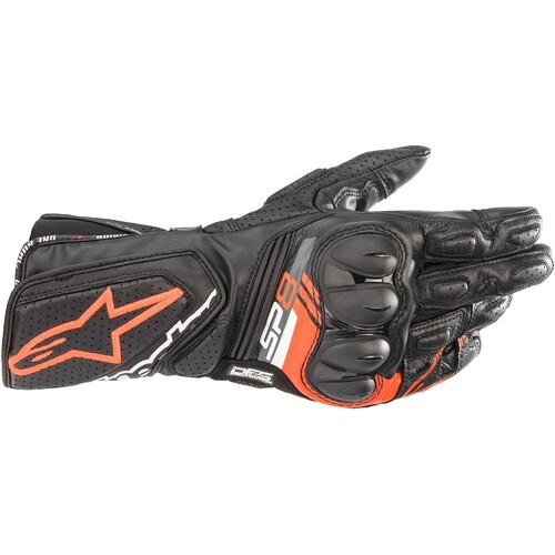 Alpinestars SP-8 V3 Leather Black/Fluro Red Gloves [Size:SM]
