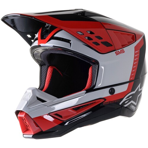 Alpinestars 2023 SM5 Beam Black/Grey/Red Helmet [Size:SM]