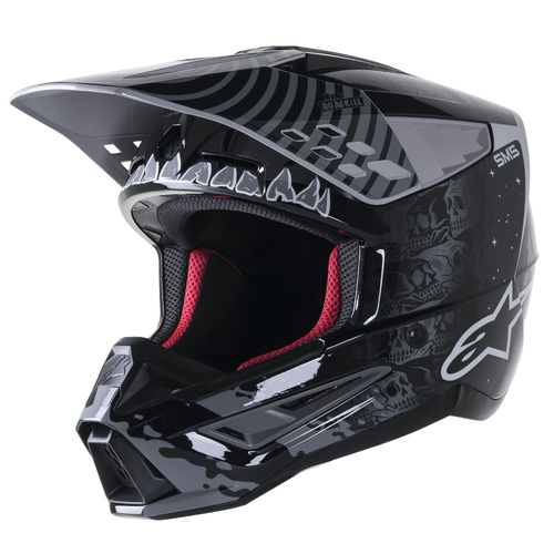 Alpinestars 2023 SM5 Solar Flare Gloss Black/Grey Helmet [Size:XS]