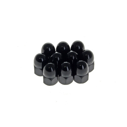 RSS BAI-03-0121BF 5/16-24 UNF Acorn OEM Style Nuts Black for H-D Mirror Stems (10 Pack)