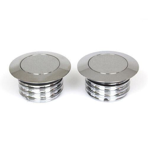 RSS BAI-03-0328 Screw-In Pop-Up Style Fuel Caps Chrome for H-D 82-95