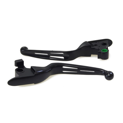 RSS BAI-H07-0598MB 3 Slot Hand Levers Black for Softail 18-Up