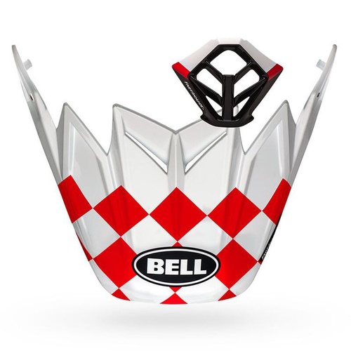 Bell Replacement Peak & Mouthpiece Kit Checkers Matte White/Red for Moto-9 Flex Helmets