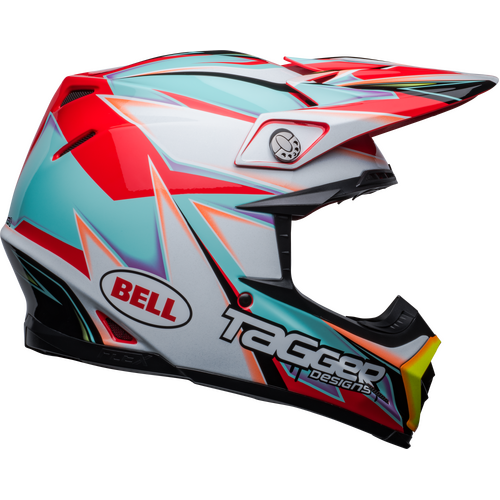 Bell Moto-9S Flex Tagger Edge Gloss White/Aqua Helmet [Size:MD]