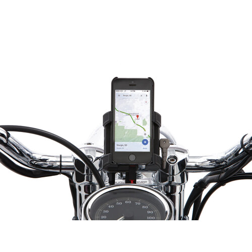 Ciro3D CIR-50213 Premium Smartphone/GPS Holder Black w/Charger for 7/8" & 1" Handlebars