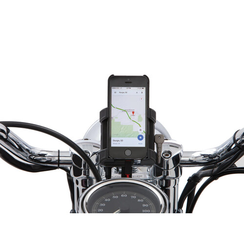 Ciro3D CIR-50215 Premium Smartphone/GPS Holder Black w/Charger for 1-1/4" Handlebars