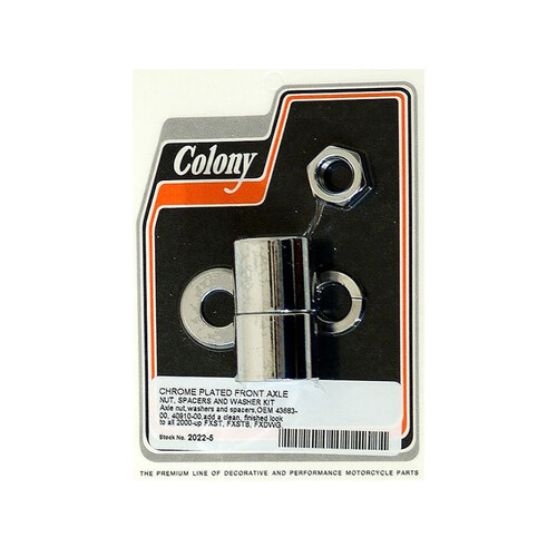 Colony Machine CM-2022-5 Front Axle Spacer Kit Chrome for FXST 00-06/Dyna Wide Glide 00-05
