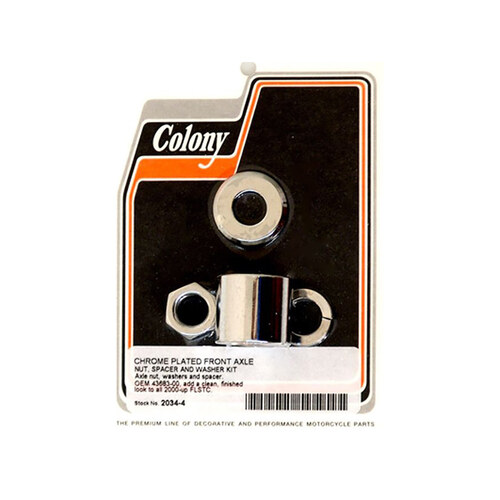 Colony Machine CM-2034-4 Front Axle Spacer Kit Chrome for Heritage Softail Classic 00-06