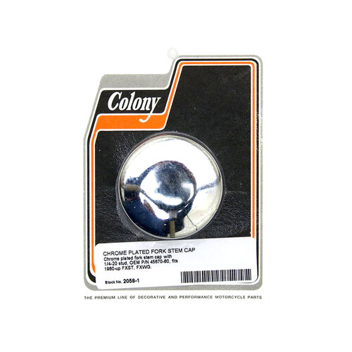Colony Machine CM-2058-1 Dome Fork Stem Cap Chrome for FXST/FXWG 80-Up