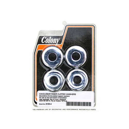 Colony Machine CM-2123-4 Handle Bar Riser Washers Chrome for Big Twin/Sportster 73-Up