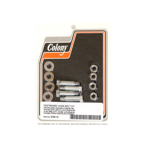Colony Machine CM-2125-12 Floorboard Hinge Bolts Chrome for FL 82-Up or FX w/Floorboards