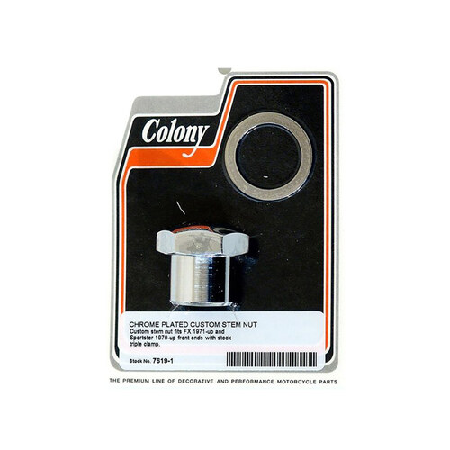 Colony Machine CM-7619-1 Stem Nut Chrome for FX 71-Up/Sportster 79-Up