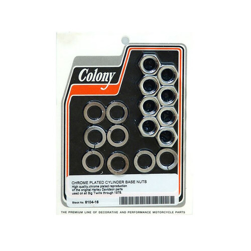 Colony Machine CM-8104-16 Cylinder Base Nuts for Big Twin 30-78