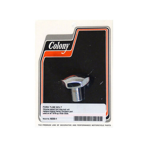 Colony Machine CM-8233-1 Fork Tube Bolt Chrome for Big Twn 78-Up w/Wide Glide Front End