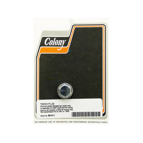Colony Machine CM-8610-1 Timing/Oil Tank Plug Chrome
