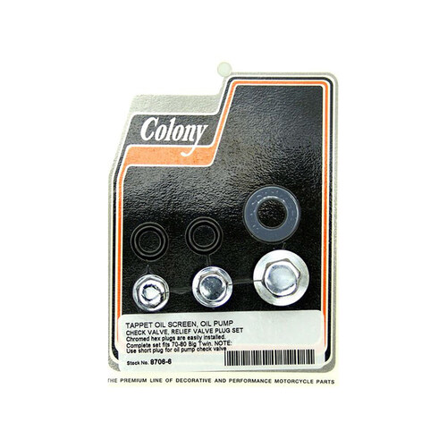 Colony Machine CM-8706-6 Oil Pump Check Relief Valve Kit for Big Twin 70-80