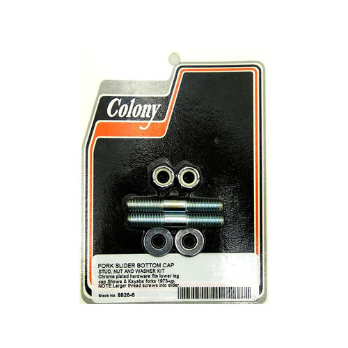 Colony Machine CM-8826-6 Lower Fork Stud Kit Chrome for Big Twin 73-Up