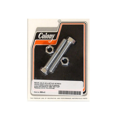 Colony Machine CM-8934-2 Rear Axle Adjusting Kit Chrome for Softail 86-92