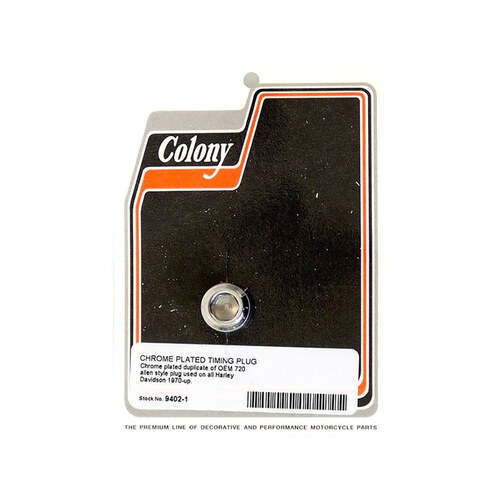 Colony Machine CM-9402-1 Allen Head Timing Plug Chrome for Big Twin 70-Up
