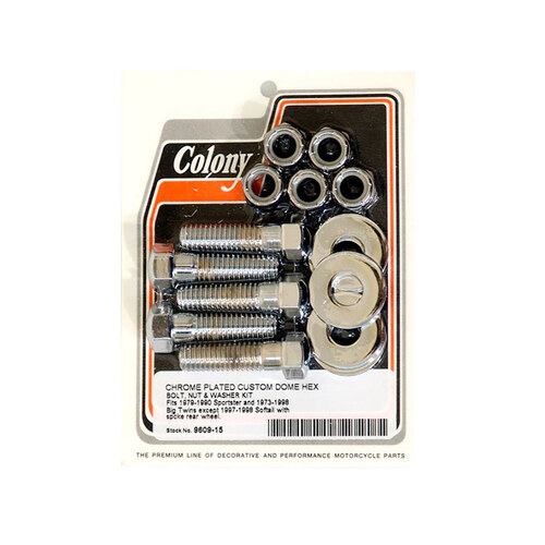 Colony Machine CM-9609-15 Special Domed Hex Head Pulley/Sprocket Bolts Chrome for Big Twin 73-92/Sportster 79-90 w/Spoke Wheel