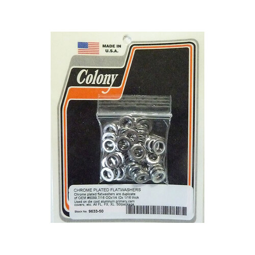 Colony Machine CM-9633-50 1/4" Flat Washers Chrome