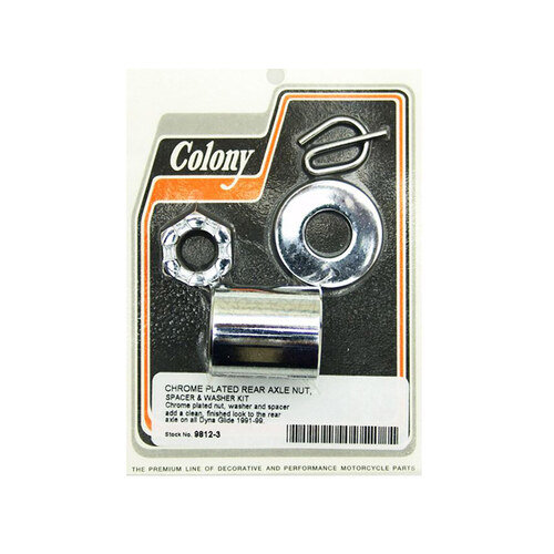 Colony Machine CM-9812-3 Rear Axle Spacer Kit Chrome for Dyna 91-99