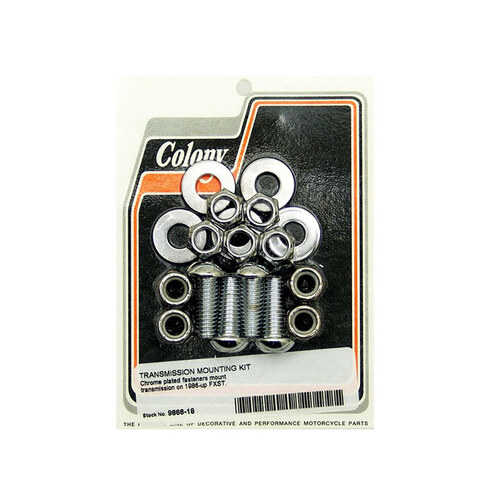 Colony Machine CM-9866-18 Transmission Mount Kit Chrome for Softail 86-99