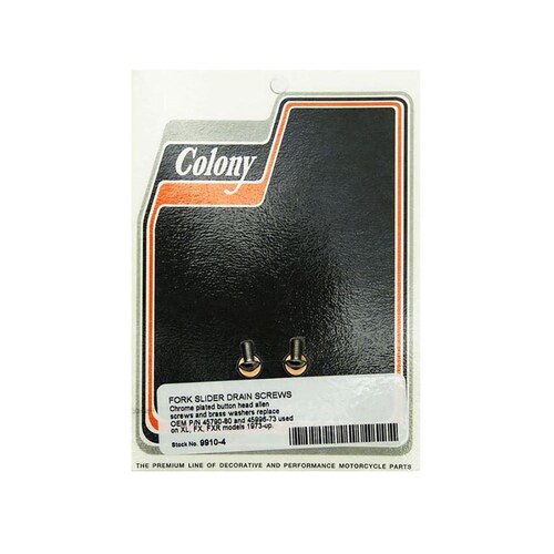 Colony Machine CM-9910-4 Button Head Fork Slider Drain Screws Chrome for Sportster/FX/FXR 73-Up