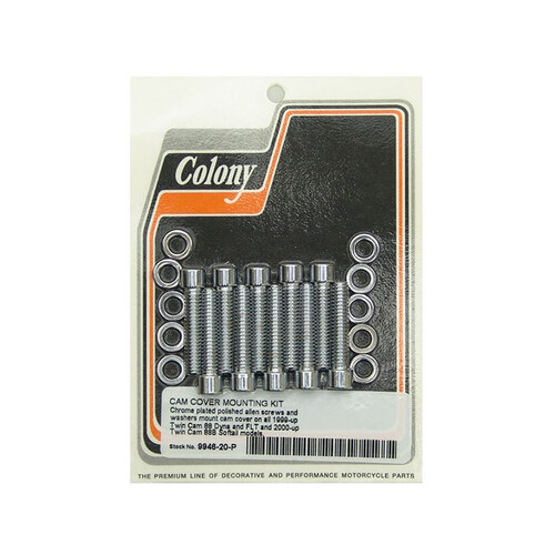 Colony Machine CM-9946-20-P Polished Allen Head Cam Cover Bolts Chrome for Twin Cam 99-17