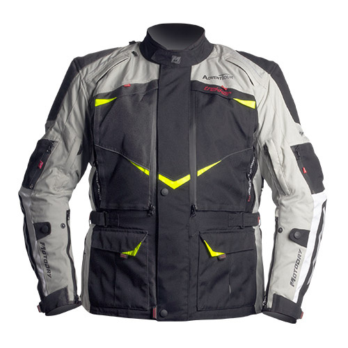 MotoDry Advent-Tour Trekker Black/Grey/Fluro Yellow Textile Jacket [Size:SM]