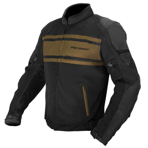 MotoDry Revolt Black/Vintage Bronze Leather/Textile Jacket [Size:SM]