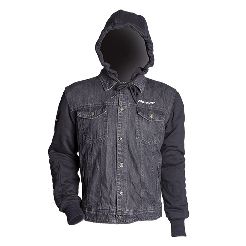 MotoDry Stone Denim Black Hoodie Jacket [Size:4XL]