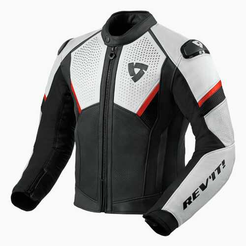 REV'IT Matador Black/Neon Red Leather Jacket [Size:46]