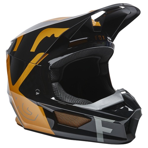 Fox V1 Skew Black/Gold Helmet [Size:SM]