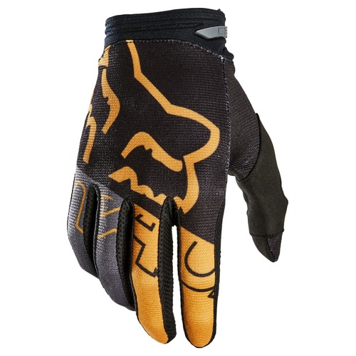 Fox 180 Skew Black/Gold Gloves [Size:SM]