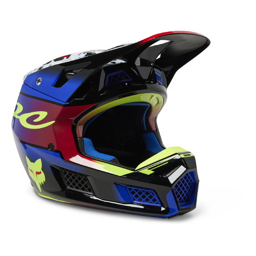 Fox 2023 V3 RS Dkay Blue/Red Helmet [Size:SM]