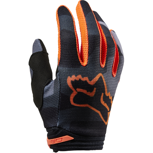 Fox 2023 180 Bnkr Grey Camo Youth Gloves [Size:SM]